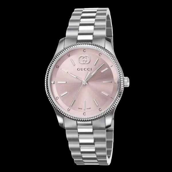 Gucci G-Timeless Silver Stainless Steel Pink
Dial Quartz Watch for Ladies - YA1265061
