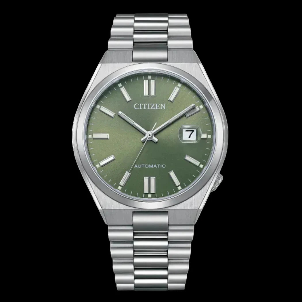 Citizen Tsuyosa Silver Stainless Steel Green Dial Automatic Watch for Gents - NJO158-89Z