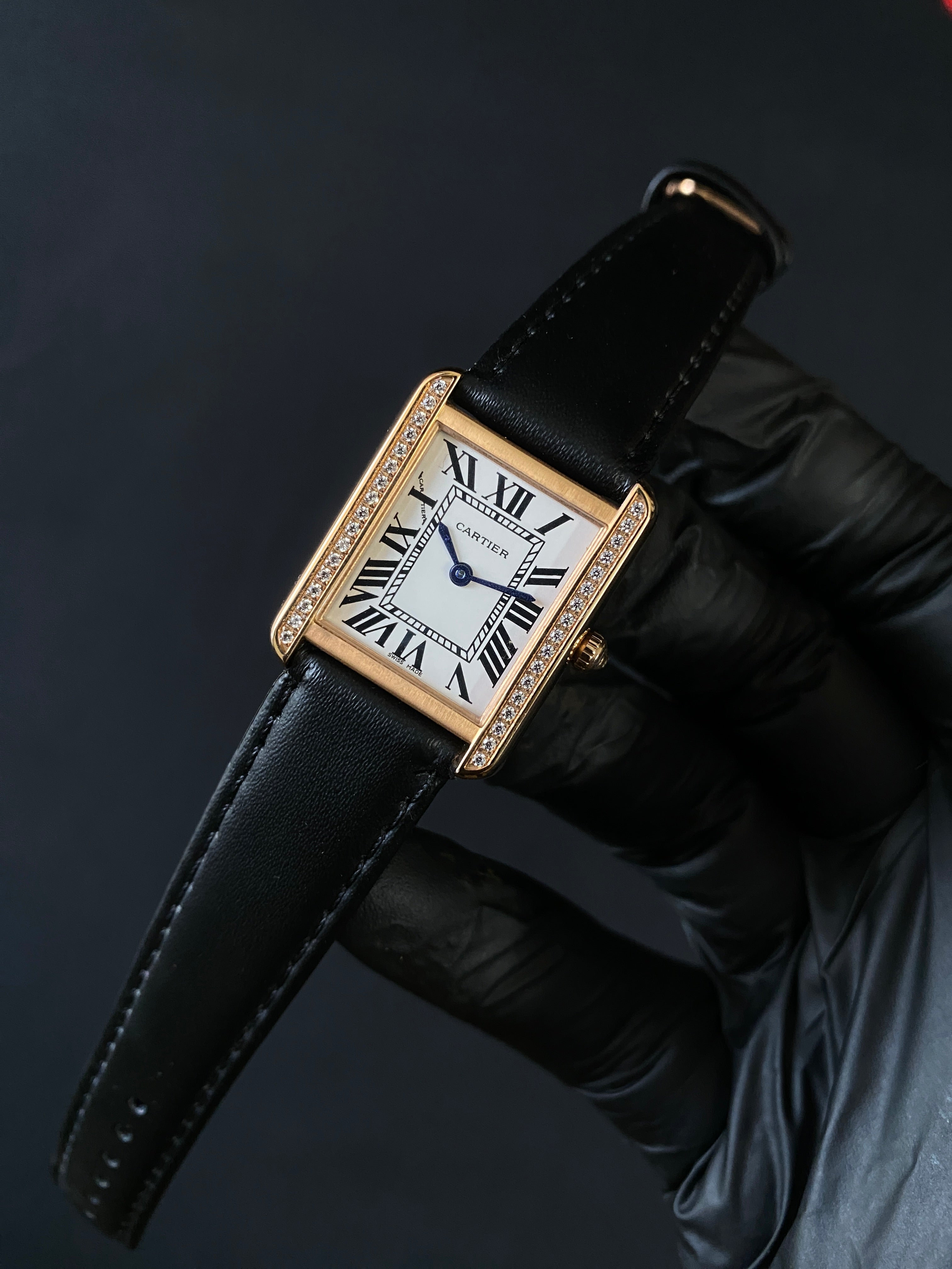 Cartier tank small size diamond cut