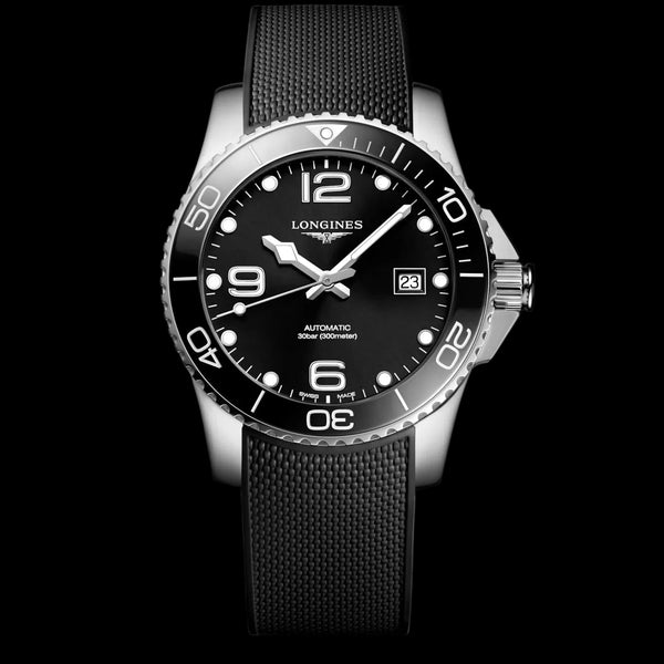 Longines HydroConquest Rubber Strap  Ceramic Bezel Automatic Watch for Gents - L3.781.4.56.9