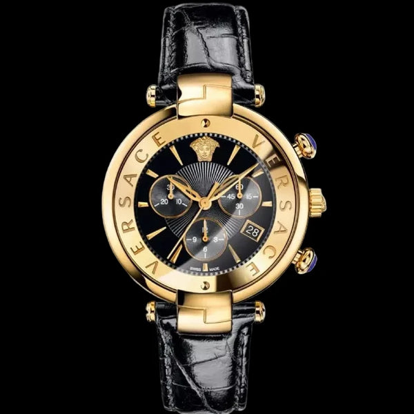 Versace Women's Quartz Swiss Made Black Leather Strap VAJ040016