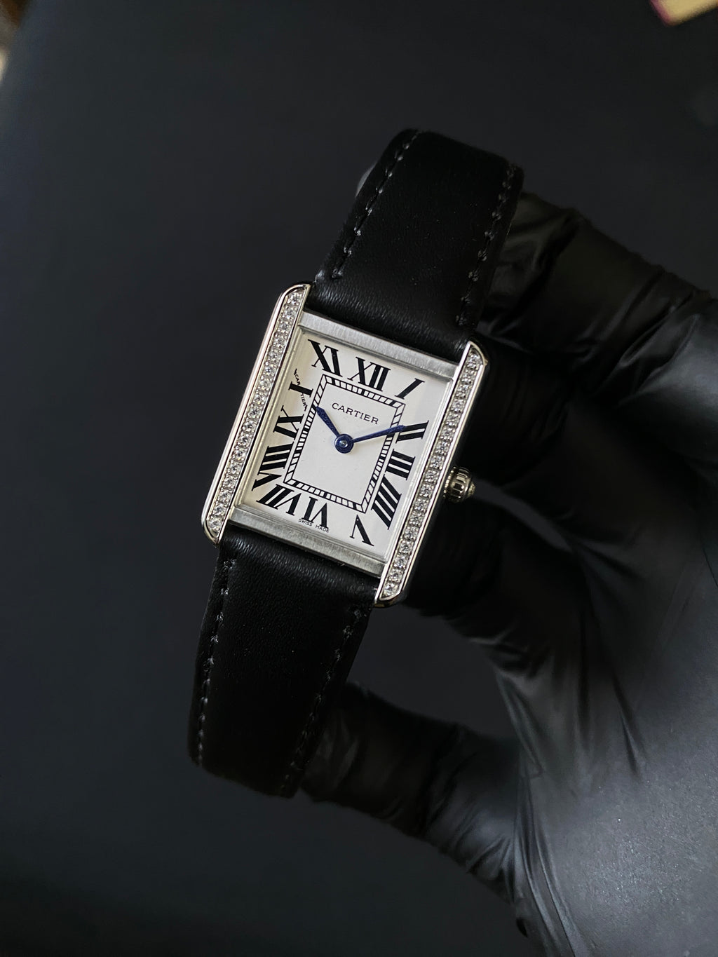 Cartier tank small size diamond cut