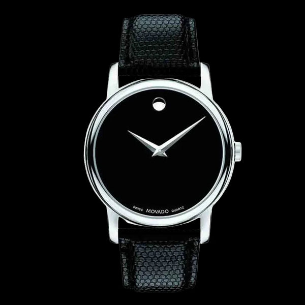 Movado Museum Classic Black Leather Black Dial Quartz Watch for Gents - 2100002