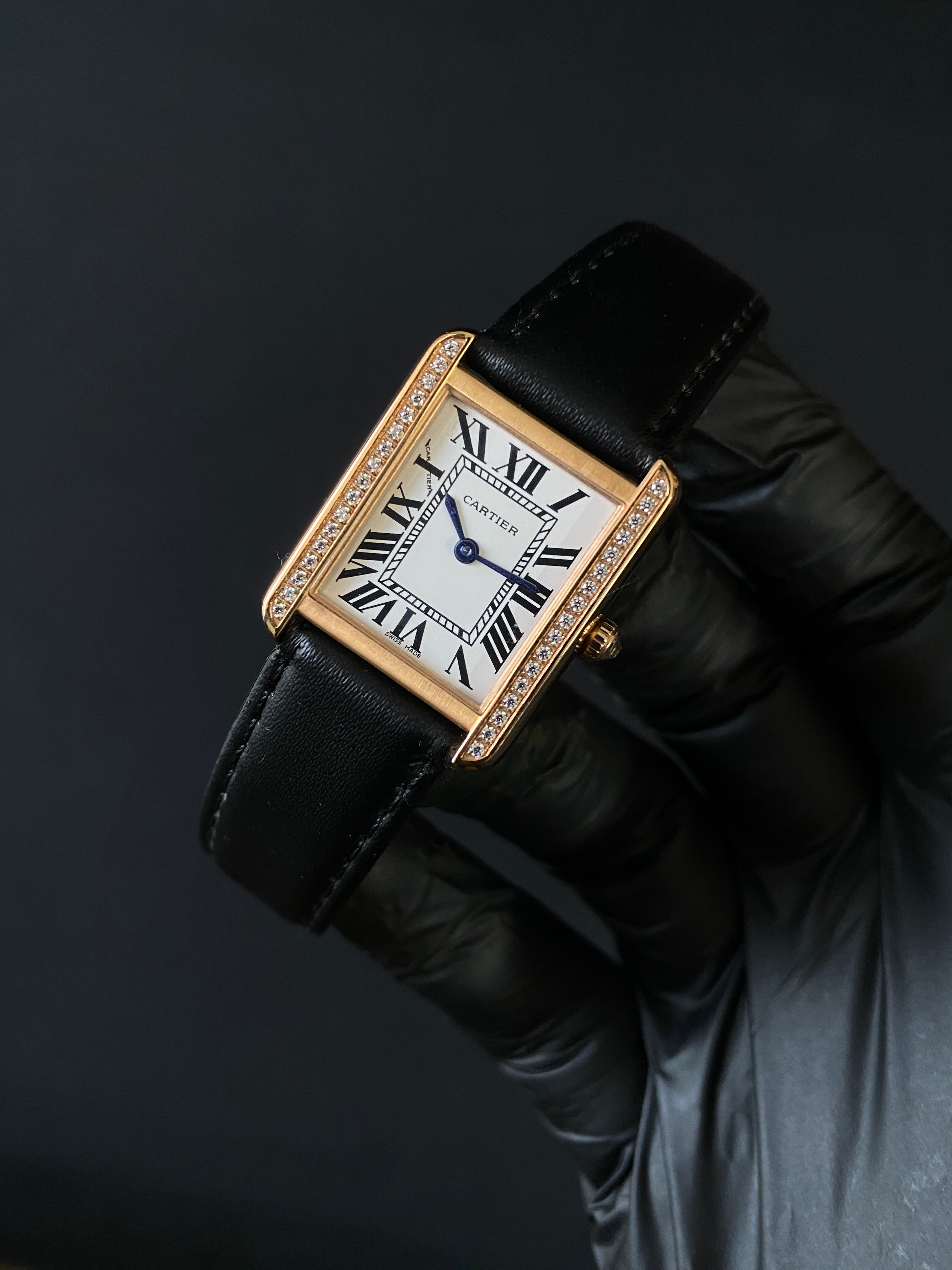 Cartier tank small size diamond cut