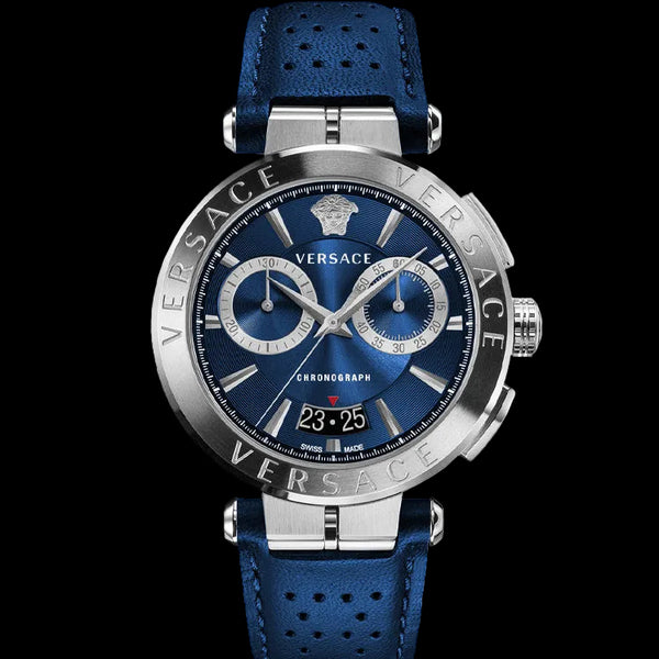 Versace Men's Quartz Swiss Made Blue Leather
Strap VE1D01220