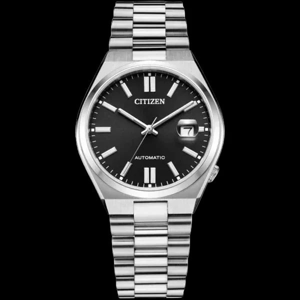 Citizen Tsuyosa Silver Stainless Steel Black Di Automatic Watch for Gents - NJO15081E